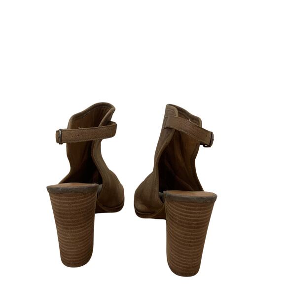 Lucky Brand, Women's, Taupe, Leather Upper, Open-Toe Heeled Booties, Size 7.5 - Picture 7 of 7